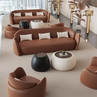 商务会客洽谈沙发售楼处酒店美容院会所大厅堂休息区接待桌椅组合