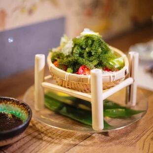 竹编小吃篮油炸小酥肉盘重庆网红自助海鲜火锅店专用特色蔬菜餐盘