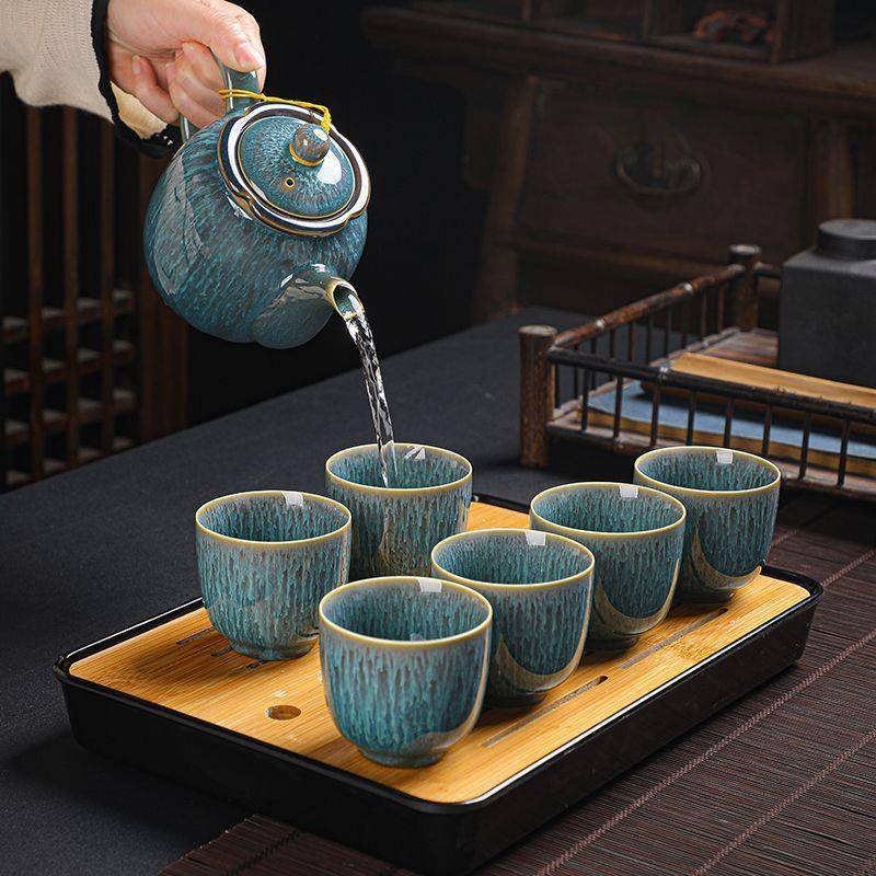 窑变陶瓷茶壶中大号容量过滤内胆茶具茶杯子单壶套装家用冲泡茶器