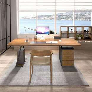 书房实木书桌台式电脑桌原木工作台带抽屉柜家用办公桌写字台书桌