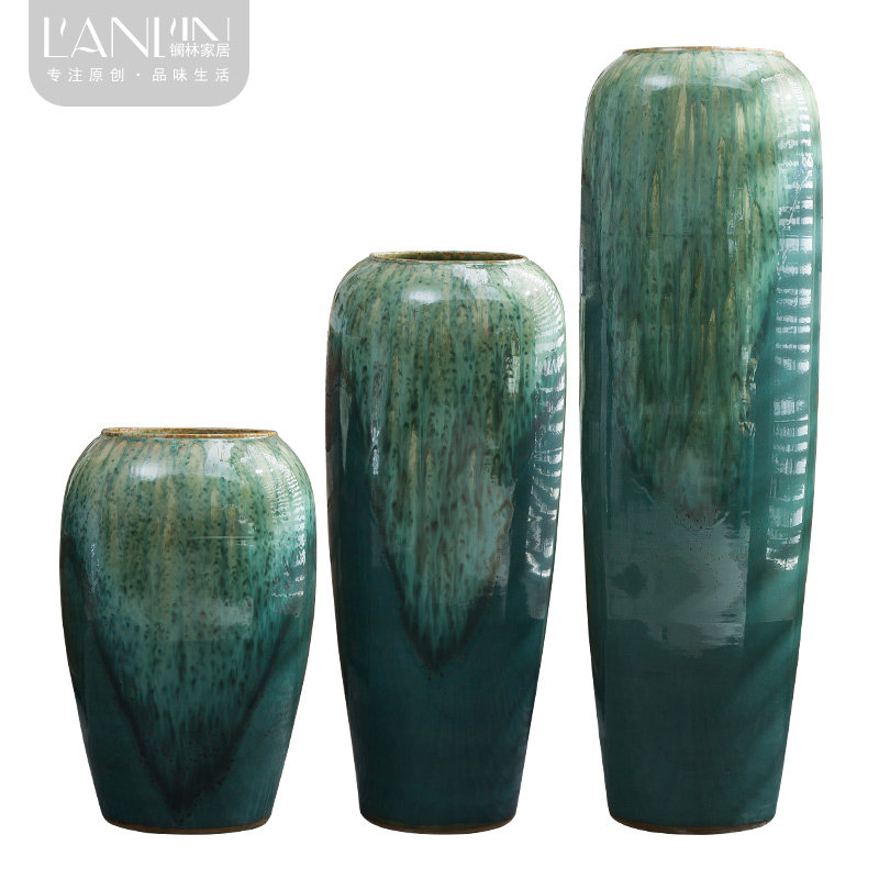 陶瓷花瓶景德镇瓷器简约欧式酒店大厅大号落地插花摆件开业礼