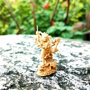 木雕魁星爷主文事考运亨通黄杨木手工雕刻读书人神像魁星点斗摆件