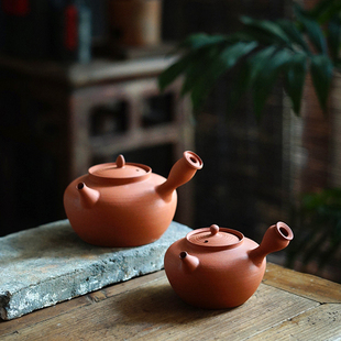 吴永华水木纯手工红泥砂铫壶炭炉电陶炉煮茶潮州侧把陶壶泡茶烧水