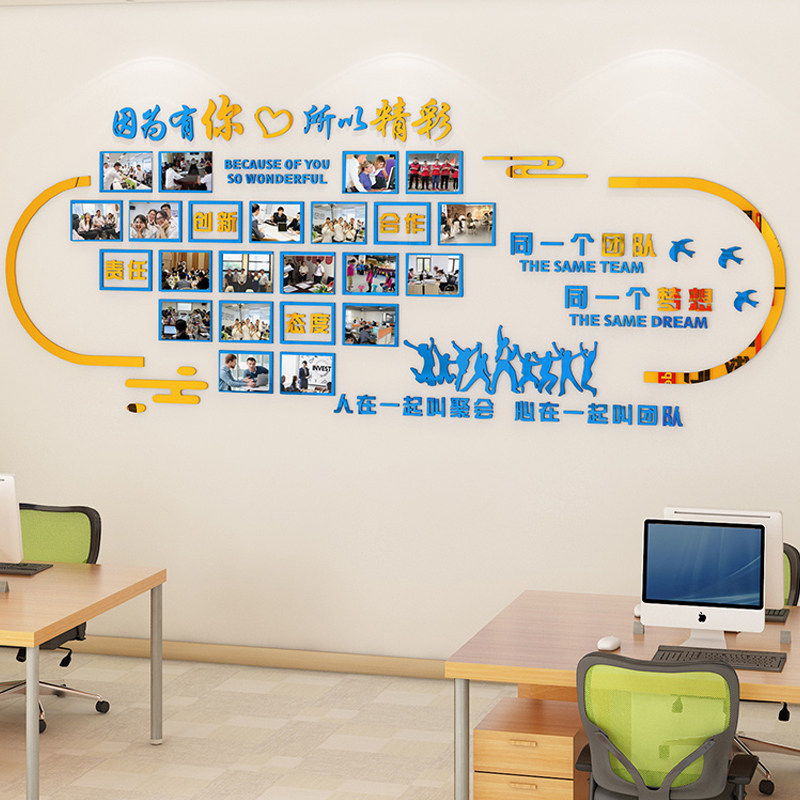 企业员工风采文化墙团队激励标语墙贴办公室照片墙装饰展示墙布置,家居饰品,软装墙贴,淘宝优惠券,粉丝福利购,淘宝优惠卷