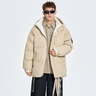 潮牌冬季加厚连帽棉服男女复古情侣百搭保暖休闲棉衣外套