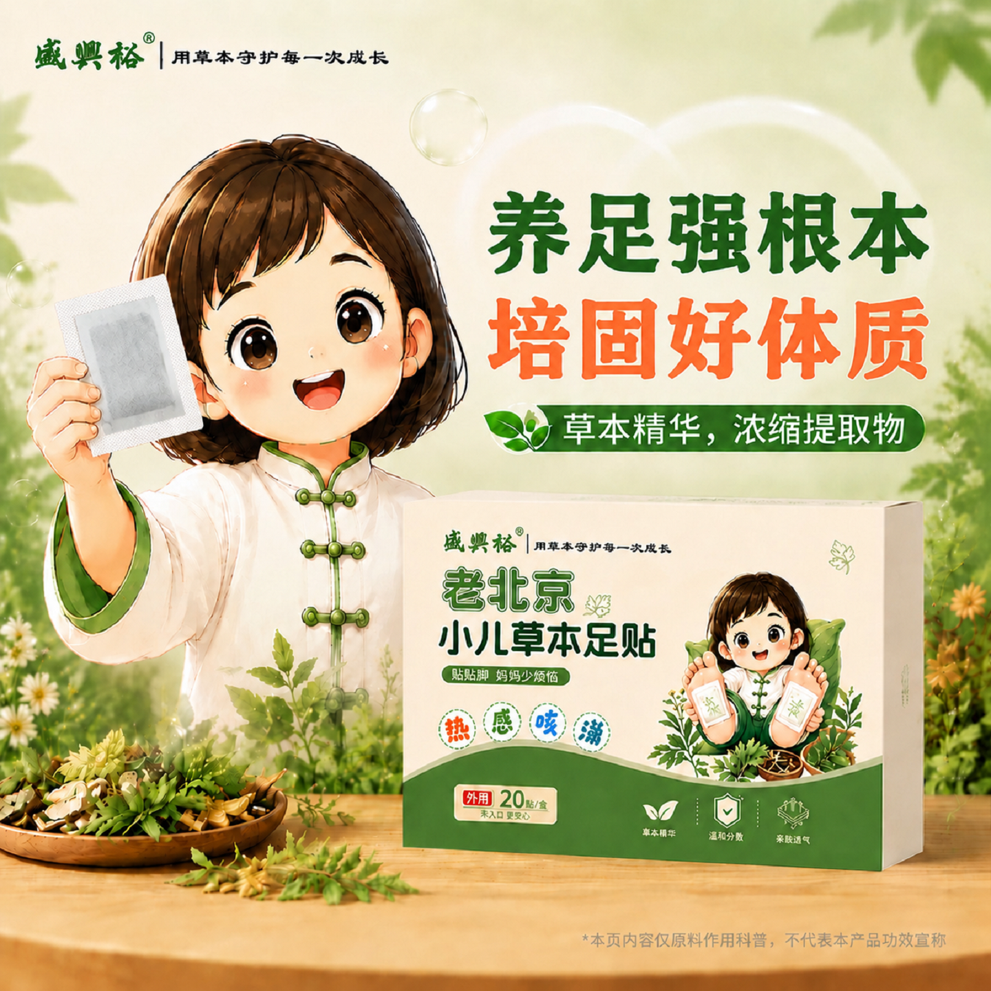 盛兴裕老北京儿童足贴引火下行去上焦火热中焦淤堵调艾草本养脾胃 条 实拍商品图