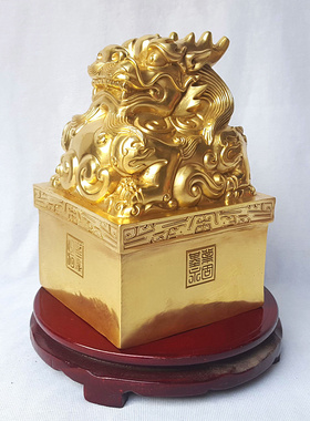 铜印章貔貅摆印中式大件纯工铜艺品合作共赢家居办公店铺定制刻字