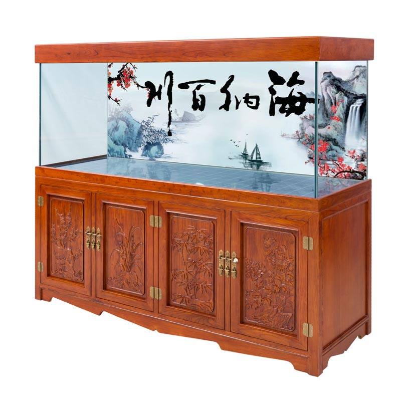 鱼型水族鱼大缸客厅落地家用免换水底下过滤超白玻璃隔断屏风箱缸