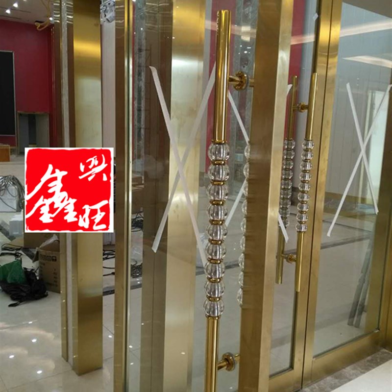 中欧式酒店KTV木门金色门把手 推拉门 玻璃门 钛金水晶球大拉手