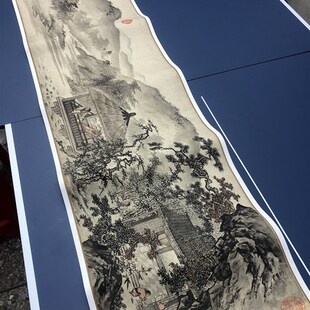 名画复制品唐寅唐伯装松崖摹业写意山水画国画艺术微喷临别虎饰画