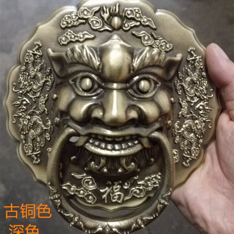 纯式仿古中铜大门狮子头拉手虎头门环兽头大门把拉木门拉手大手环