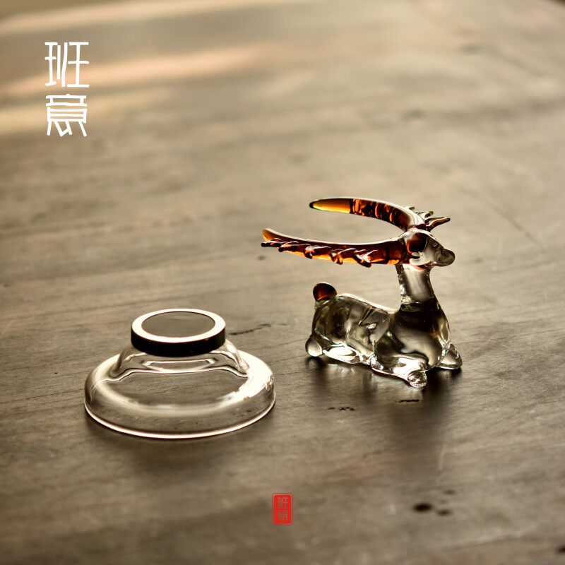 玻璃茶漏创意梅花鹿茶叶过滤器漏斗网茶隔托架可爱功夫茶具配件图片