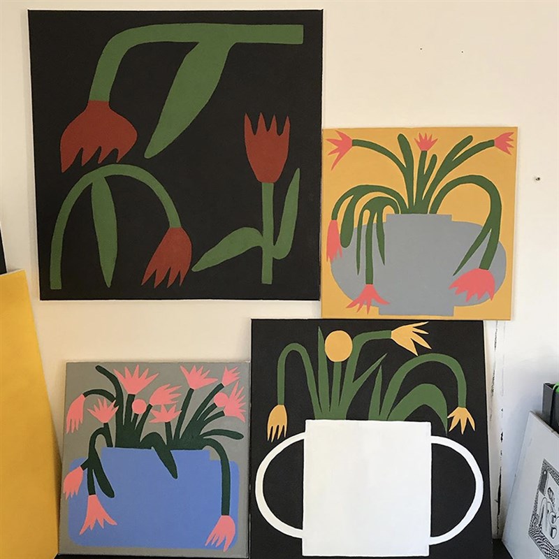 小c韩风客壁背景墙挂画抽象卧室装饰画餐厅chi众艺术民宿方形厅画