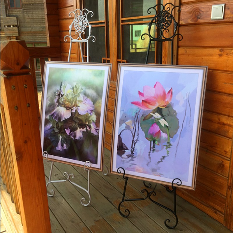 铁艺油画架子 烤漆kt板展示架广告架婚庆海报支架迎宾水牌易拉宝
