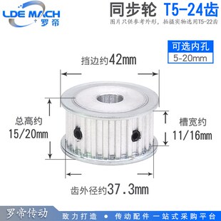 T524齿 AF型 孔5 24齿 同步皮带轮 同步轮 两面平T5 槽宽11