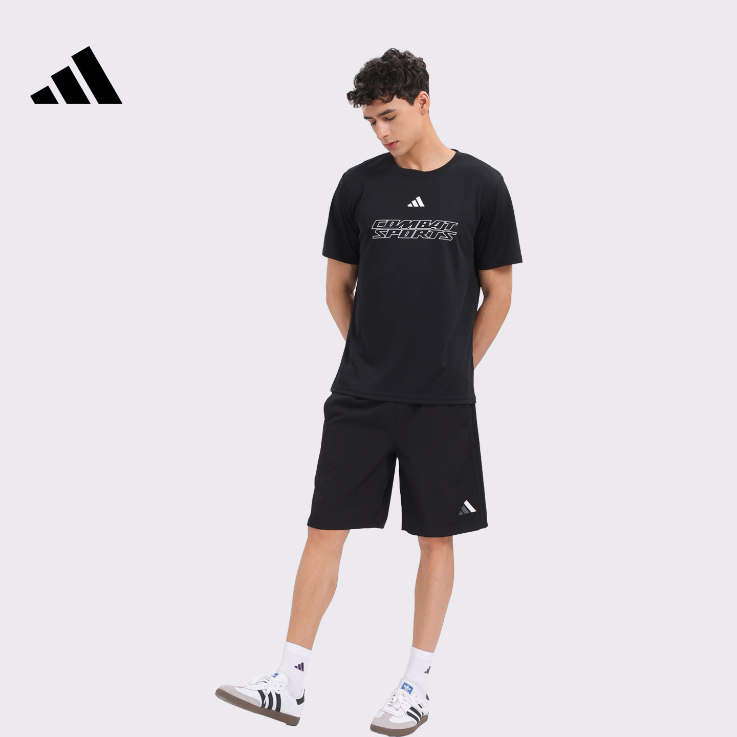 Adidas/阿迪达斯运动套装男士短袖短裤组合吸湿速干运动跑步夏