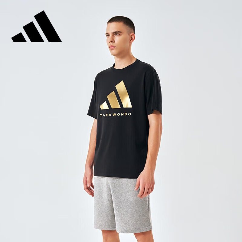 Adidas/阿迪达斯短袖男2025春夏季休闲运动透气轻薄圆领T