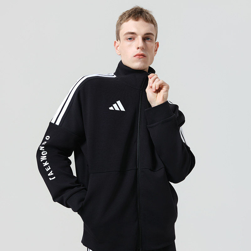 Adidas/阿迪达斯男士黑色立领夹克休闲运动风外套休闲风