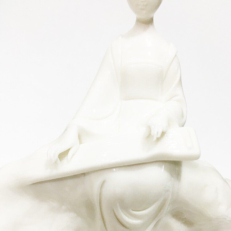 德化陶瓷仕女美女人物弹奏乐器雕塑家居琴房书房工艺摆件月光曲