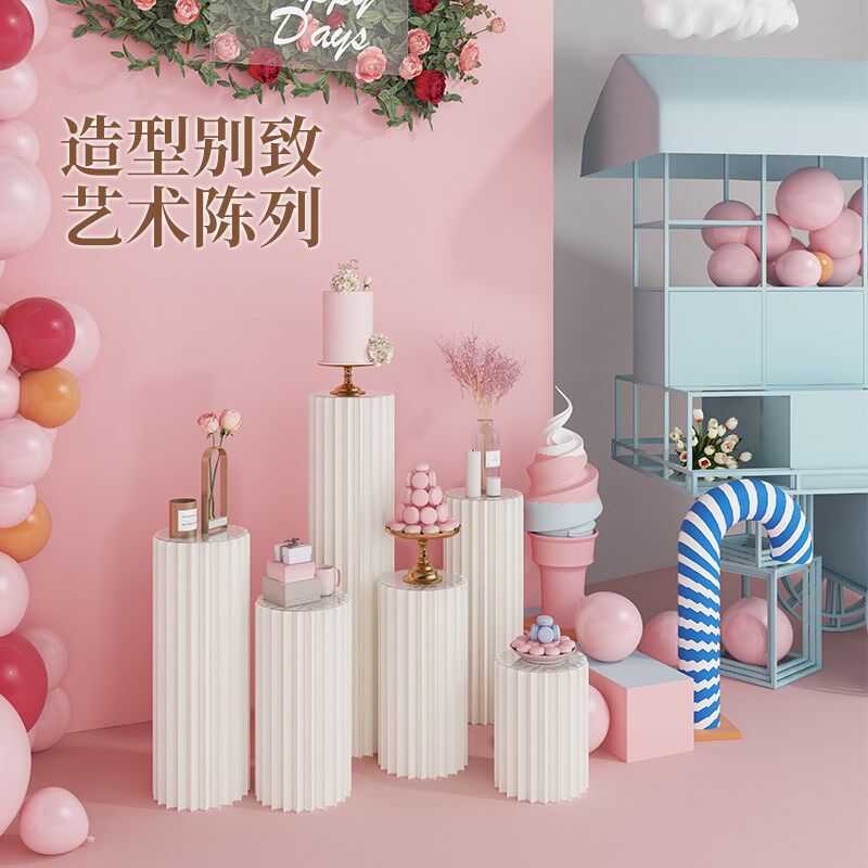 展台展示架多层陈列架折叠中岛展会展台办公家用创意设计圆柱台面