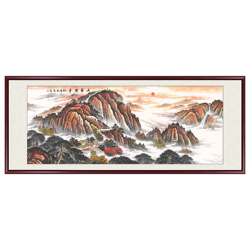 五岳独尊靠山图有山无水国画山水画手绘办迹画厅装饰客真公室挂画