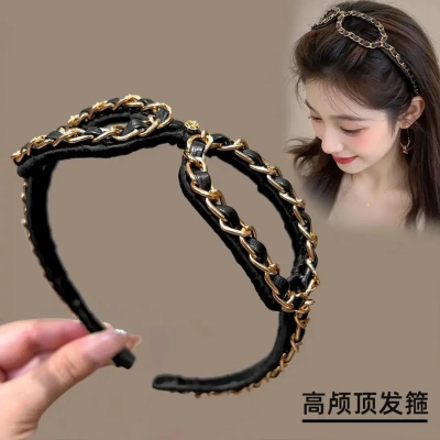 【下单立减50】复古小香风发箍女士时尚高级感金属链条装饰PX