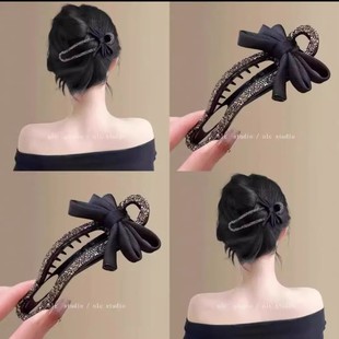 【下单立减50】气质碎钻蝴蝶结发卡抓夹女后脑勺懒人盘发神器鸭YP