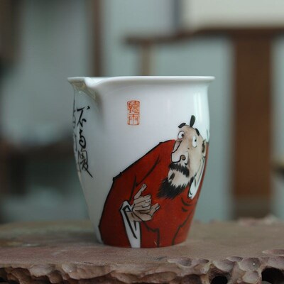 九希堂陶瓷茶具公道杯陈胜波手绘人物画钟馗文人分茶器茶海匀杯