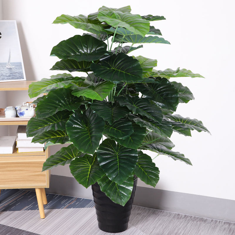 滴水观音仿真绿植假树室内客厅塑地装植大叶仿真饰物盆景落料假花