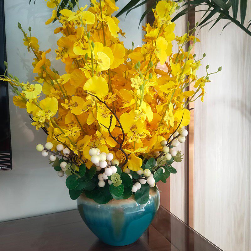 仿真花跳舞兰插花室内装饰花艺客厅餐桌绢花茶几假花摆设花防真花