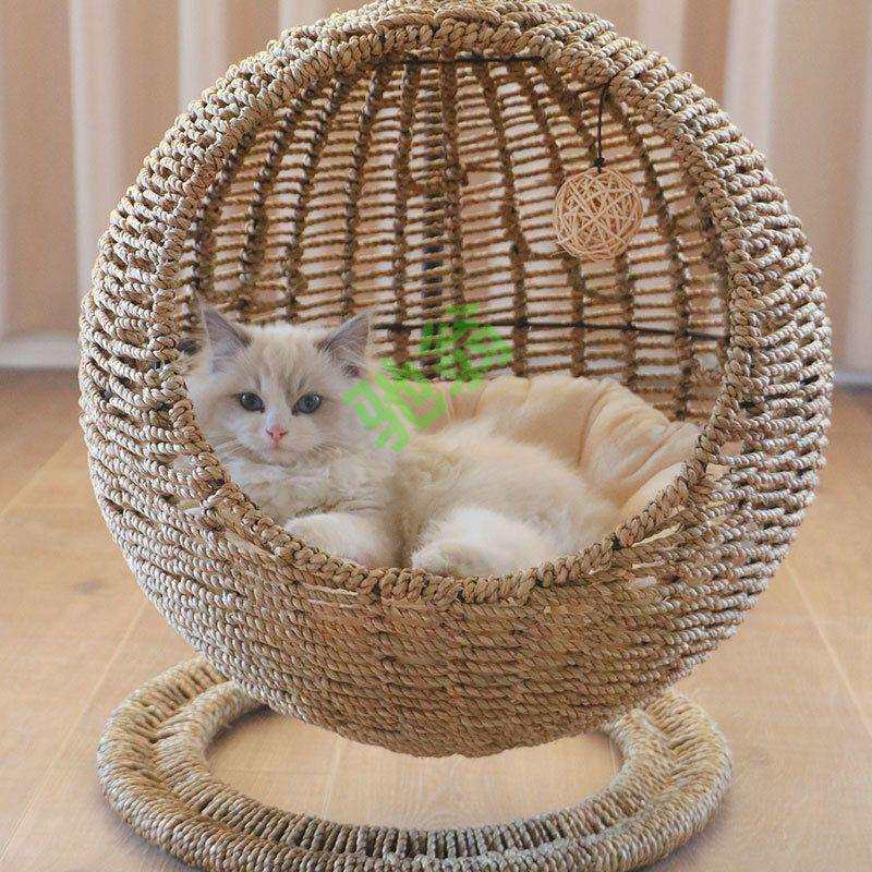 yut宠物猫窝半圆形四季通用莼天然海草编织猫咪吊篮可水洗猫咪吊