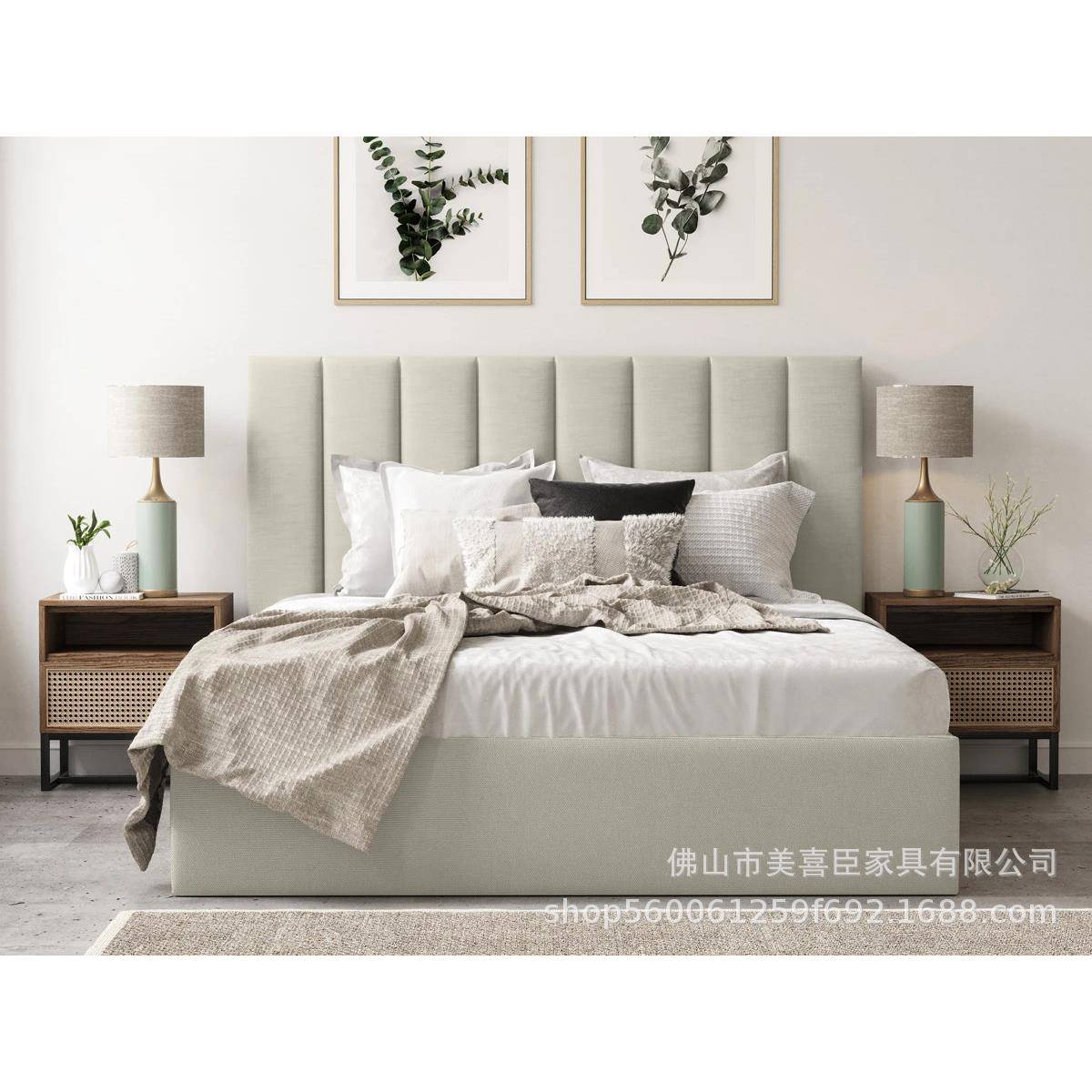 源厂家现代极简美式轻奢设计师经典款酒店民宿家用储物出口双人床
