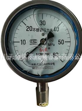 红旗仪表耐震不锈钢压力表YTN100BF高精度1.6级径向充油表60MPA