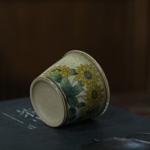 手绘中式绣球花文创礼品陶瓷小茶杯送朋友长辈中秋节礼品小茶碗