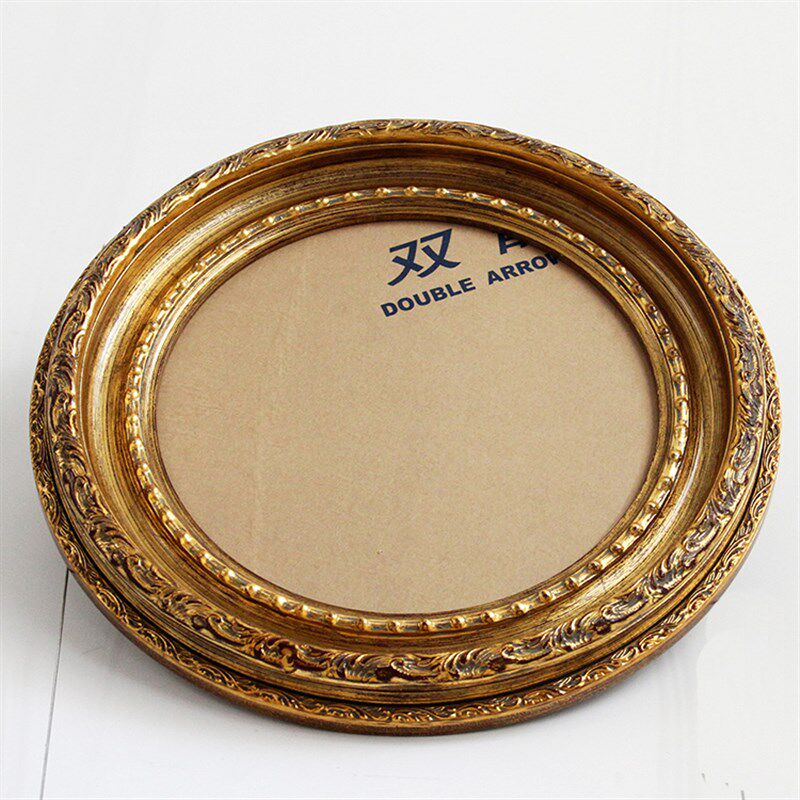 圆形油画框装裱 椭圆形画框相框 金色做旧 框宽度7cm 厚度4cm