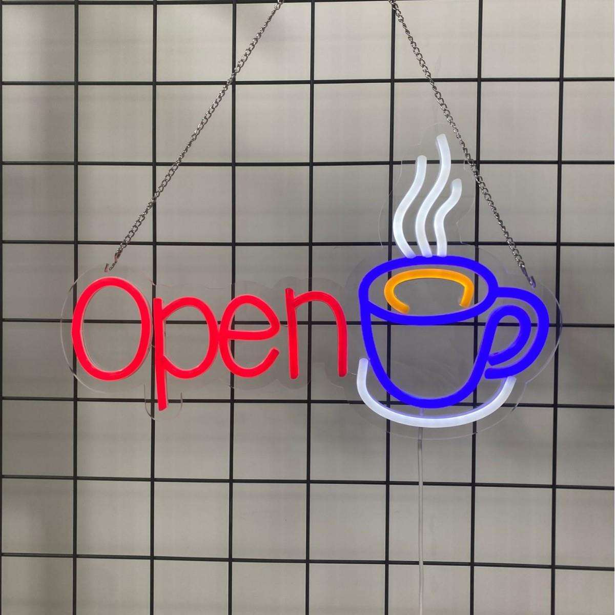 厂家直销装饰超高亮咖啡厅霓虹灯广告牌LED COFFEE咖啡店营业中灯