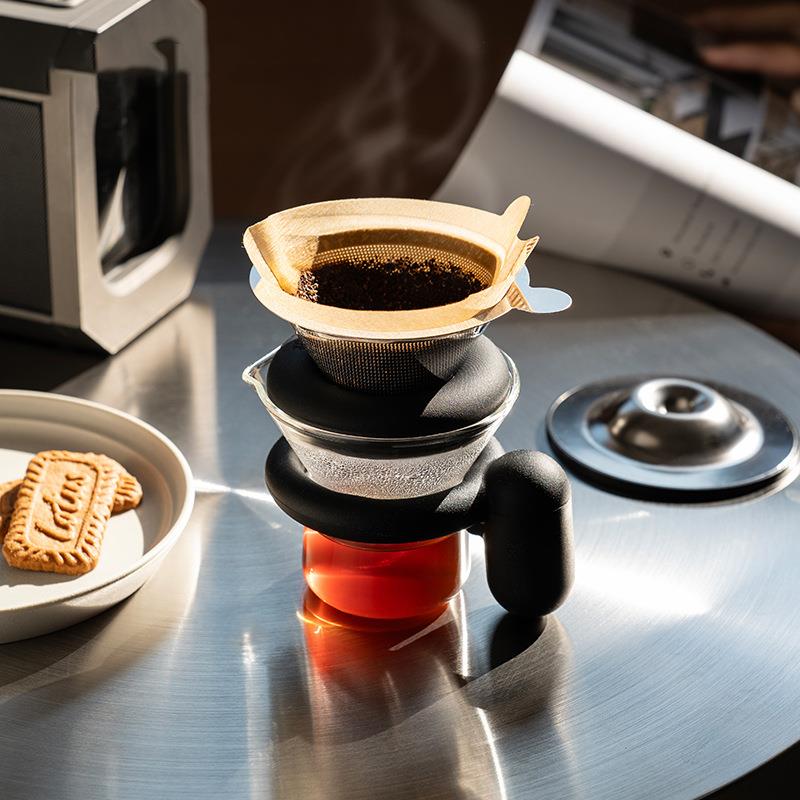 世器迷你快客杯玻璃咖啡器具户外功夫小茶具创意杯一壶两杯套装