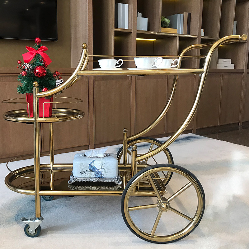 酒店餐酒车水车商用会所ktv双层三层手推车移动茶餐车送水车