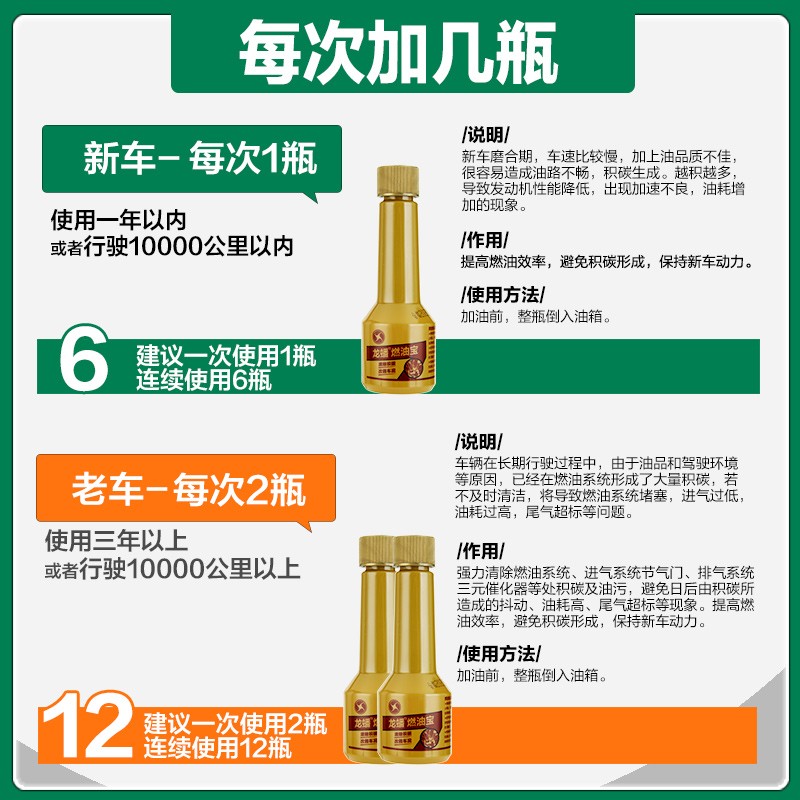 劲蟠 燃油宝瓶油添加剂龙速宝节油宝清除汽车发动机积碳12汽装