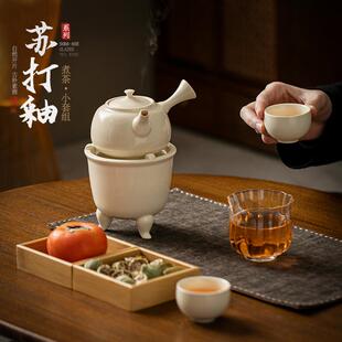 户外便携酒精炉煮茶器小型家用室内明火加热侧把煮茶壶复古温茶炉