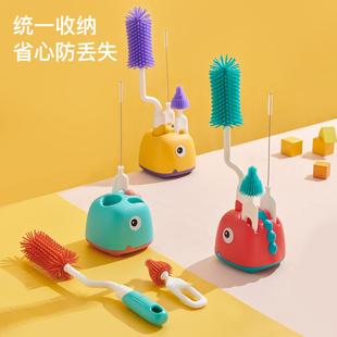 奶瓶刷硅胶清洁刷婴儿专用长柄洗奶瓶刷子式奶嘴刷吸管刷套装