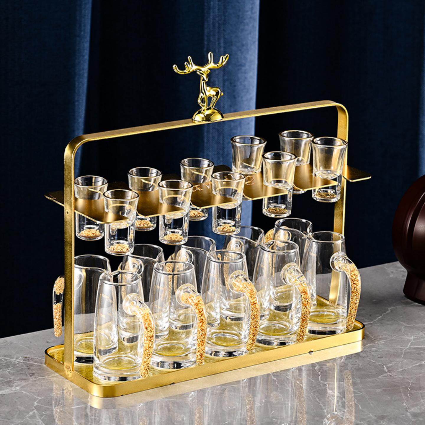 白酒杯架轻奢高档分酒器杯架倒挂家用厨房酒具收纳架子带托盘