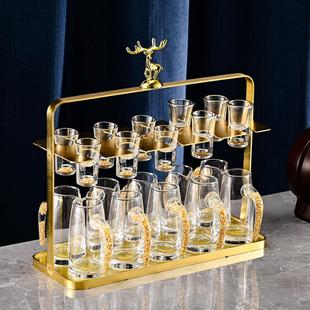 白酒杯架轻奢高档分酒器杯架倒挂家用厨房酒具收纳架子带托盘