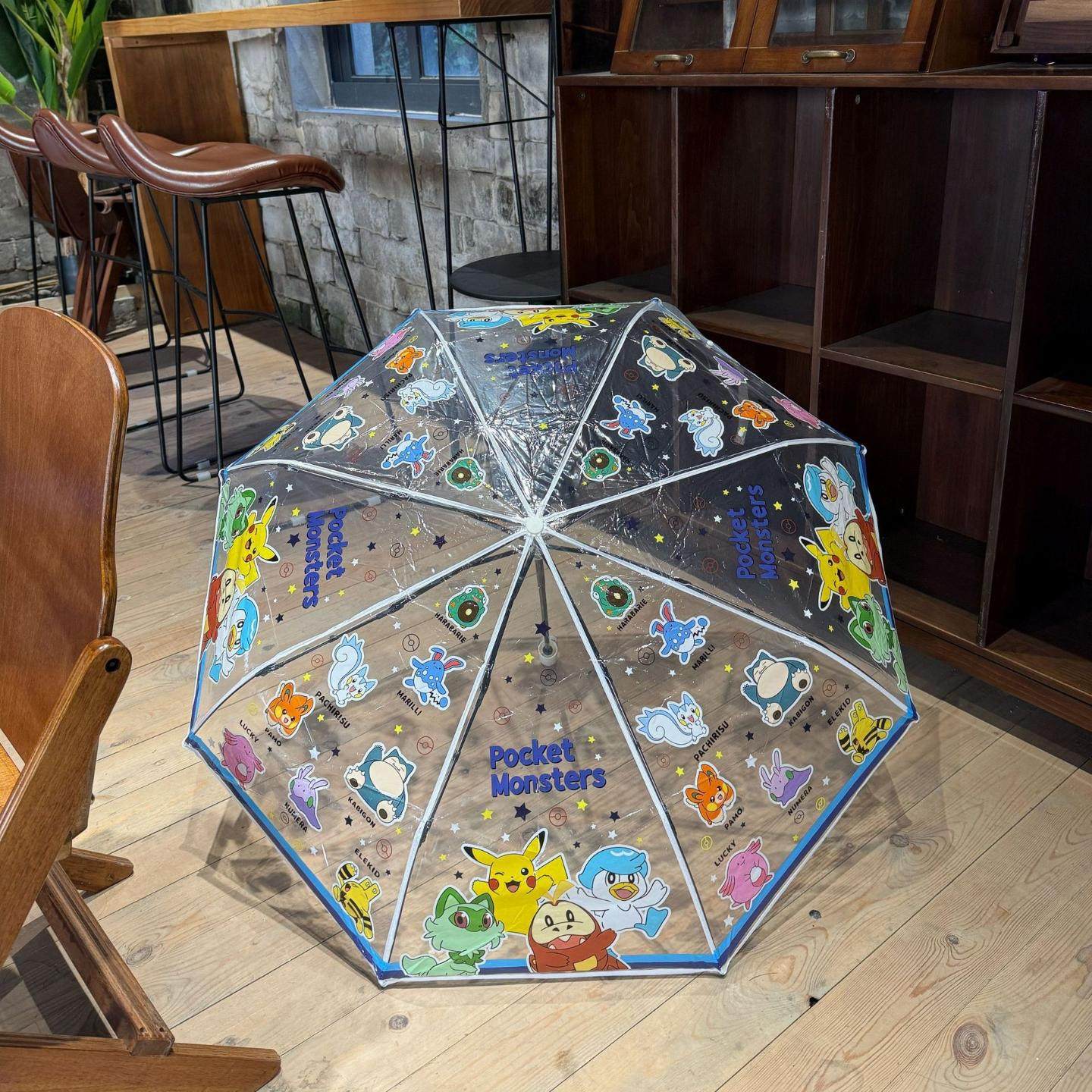 宝可梦儿童雨伞透明长柄女孩小学生全自动可爱高颜值卡通皮卡丘伞