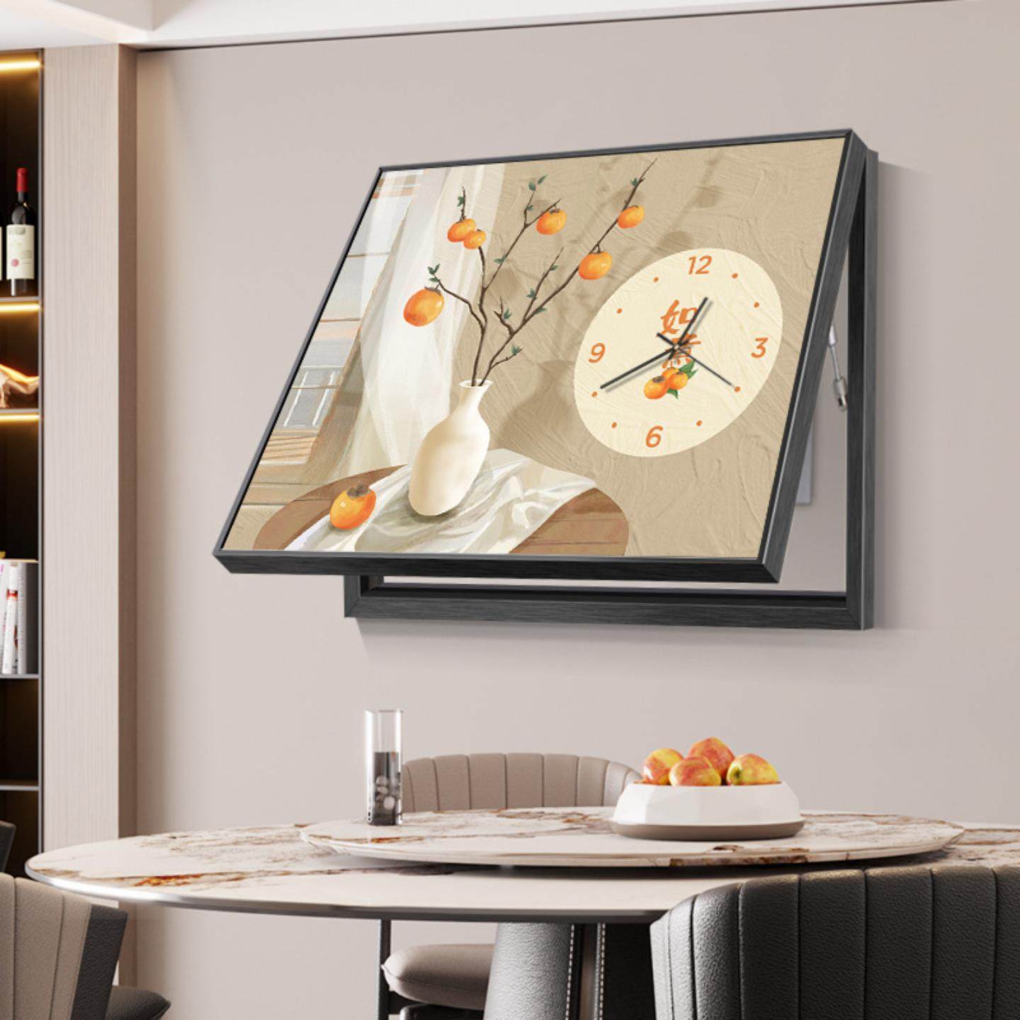 现代简约电表箱装饰画带钟