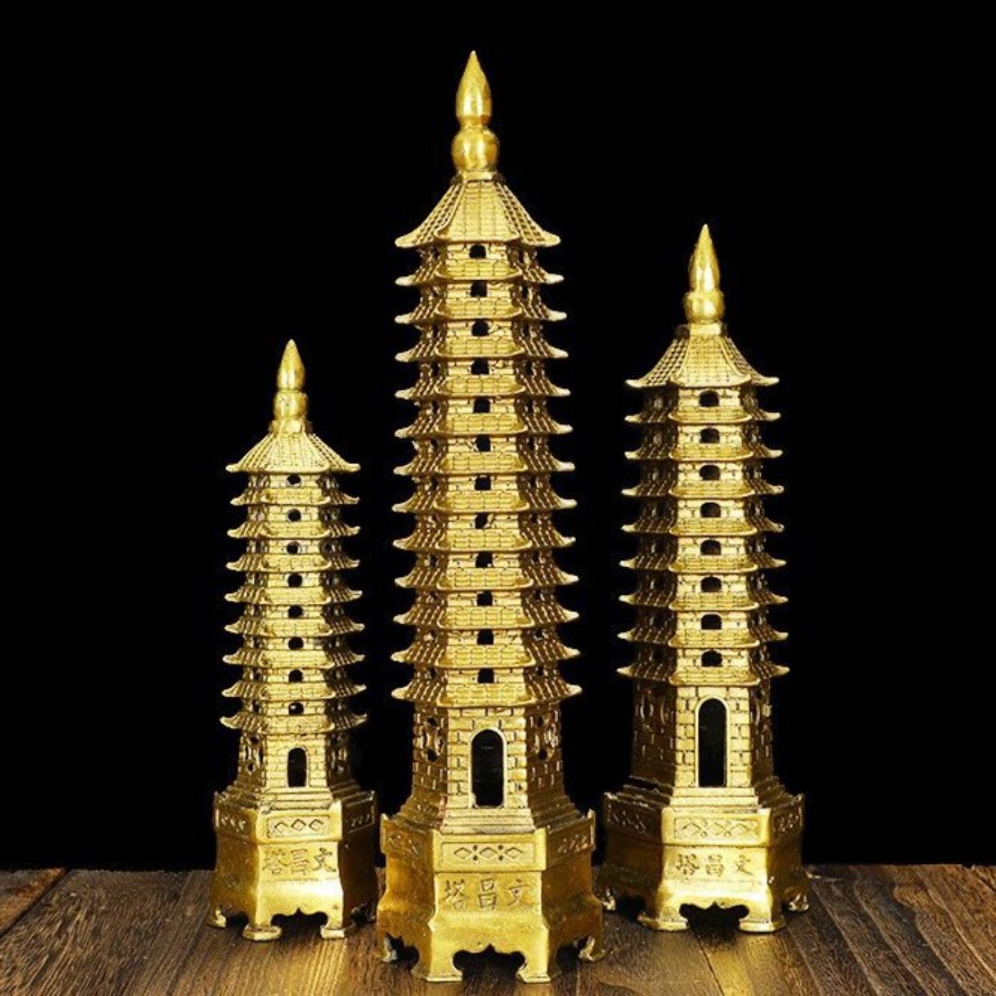黄铜文昌塔摆件9九层13十三层书房桌面装饰工艺品