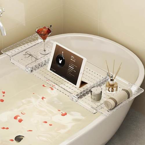 可伸缩浴缸置物架多功能亚克力板