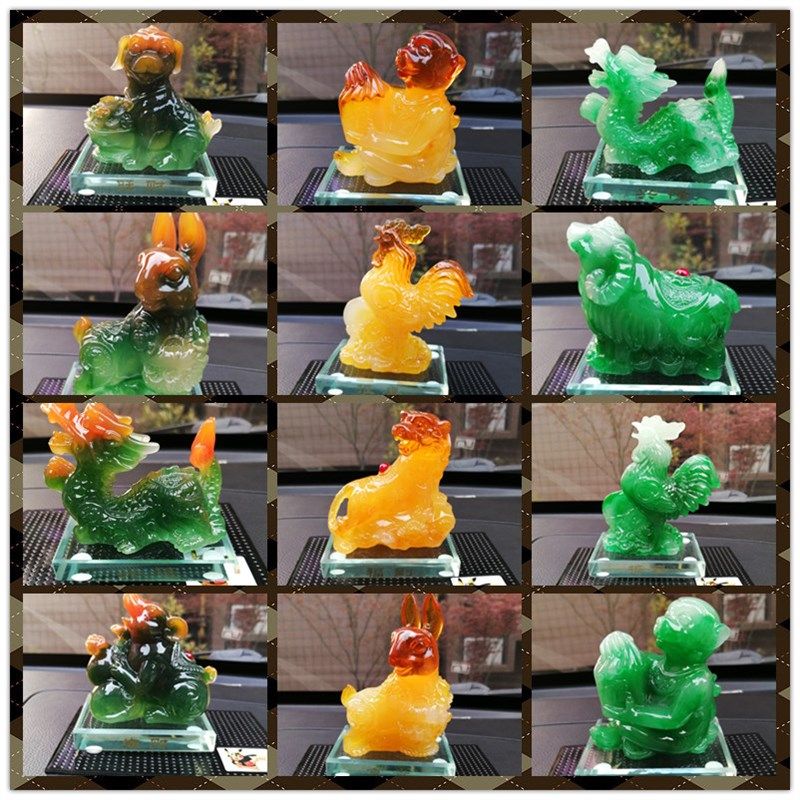 十二生肖汽车摆件创意可爱小动物鼠牛虎兔龙蛇马羊猴鸡狗猪车内摆