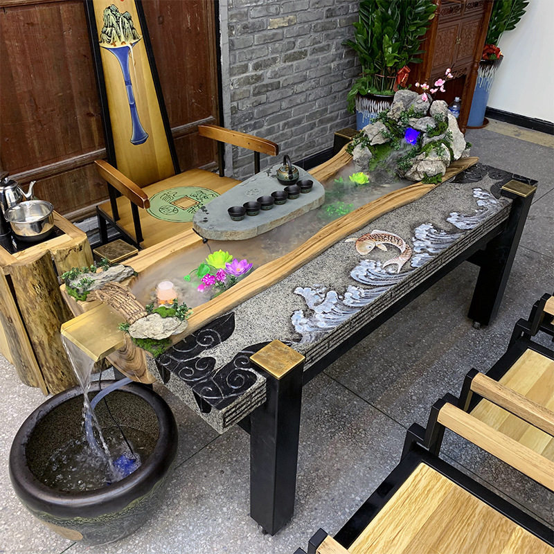 香樟木流水茶桌禅意养鱼茶几新中式茶水柜家具原木功夫茶桌椅组合,商业/办公家具,茶台/茶桌,淘宝优惠券,粉丝福利购,淘宝优惠卷