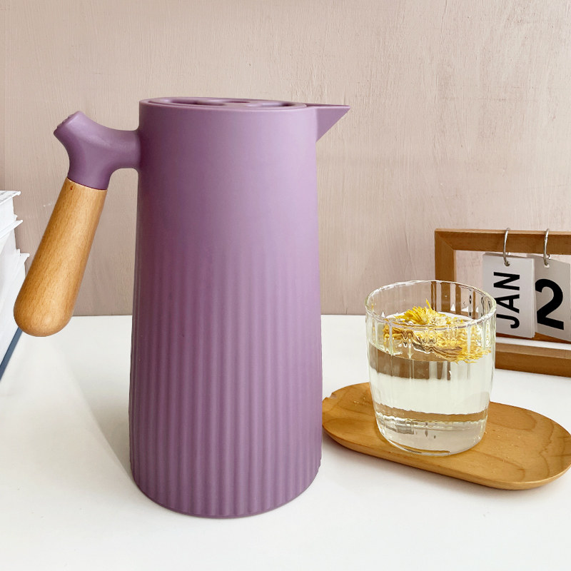 1L大容量实木把手暖水壶家用玻璃内胆热水壶学生宿舍保温壶热水瓶